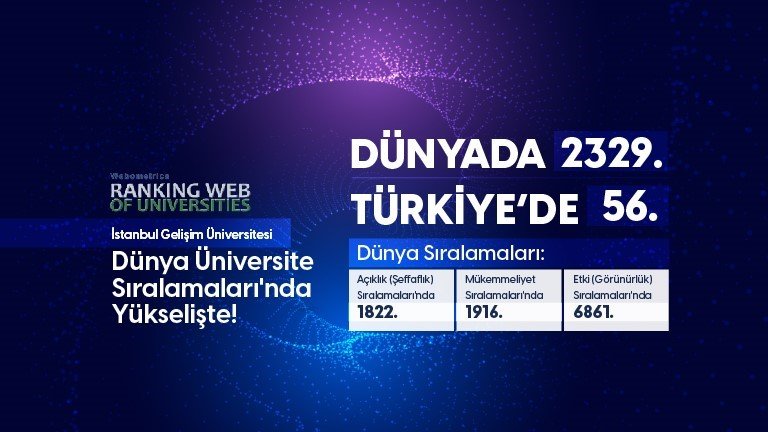 İGÜ’den, Webometrics Dünya Üniversite Sıralamaları’nda bir başarı daha