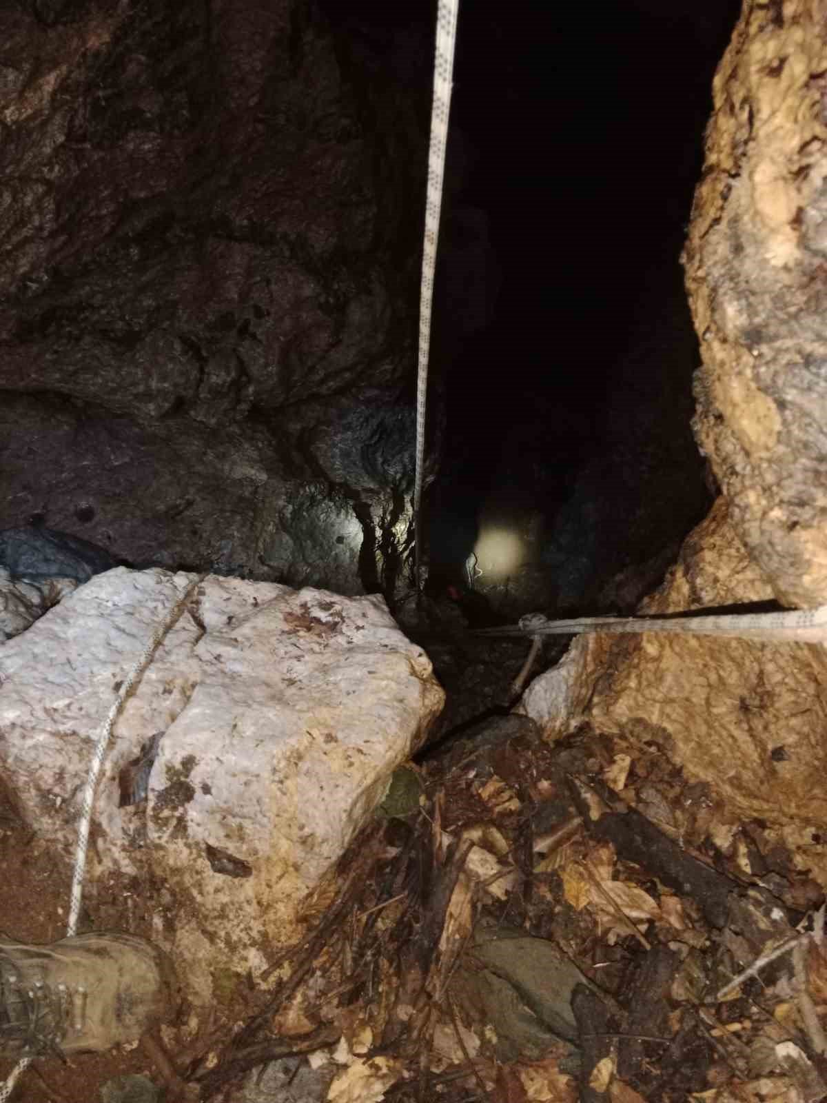 Mağaraya düşen danayı itfaiye kurtardı