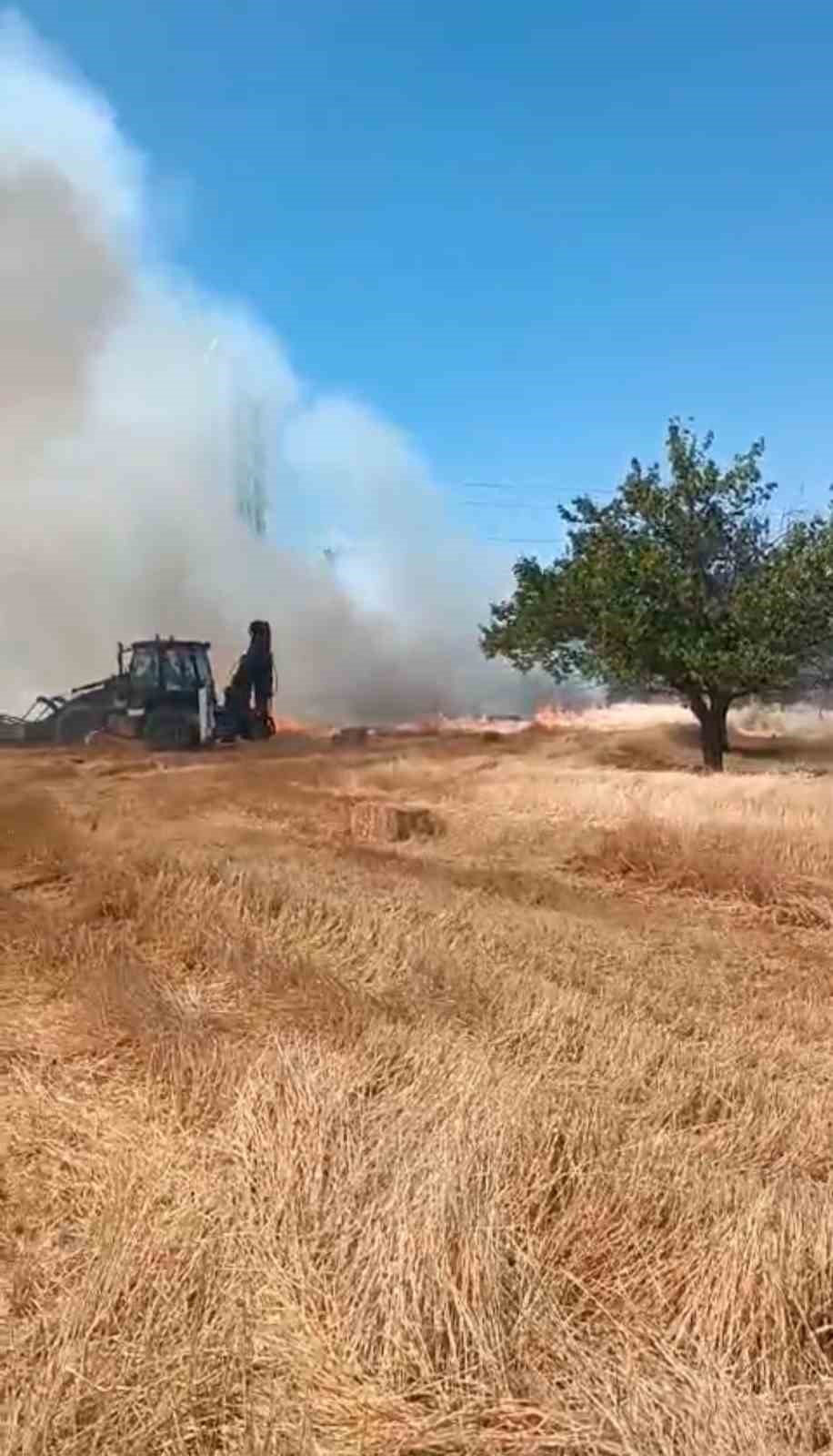 Fabrikada çıkan yangın araziye sıçradı
