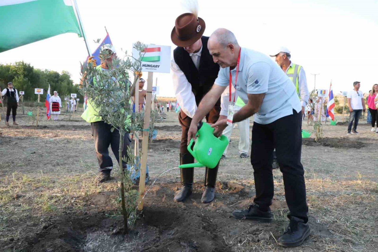 100 ülkenin gençleri dünya barışı için 100 zeytin fidanı dikti