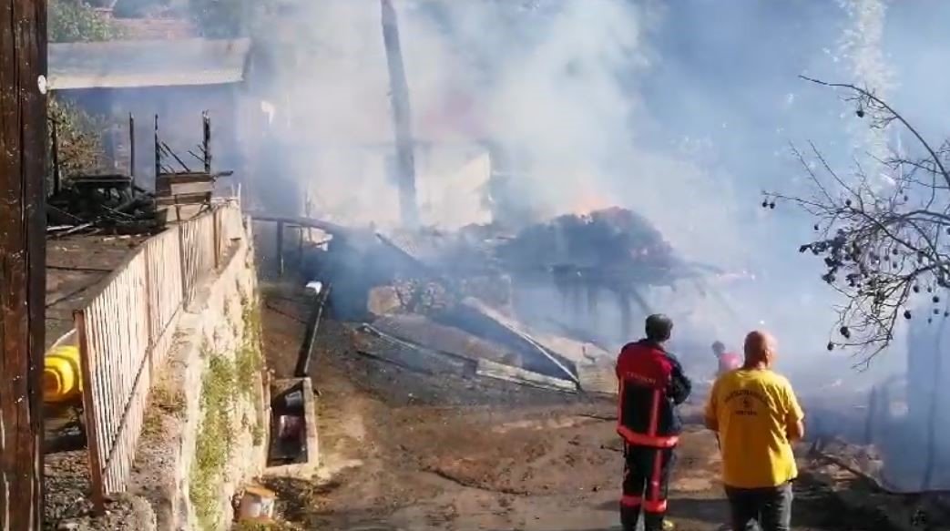 Artvin’de 5 ev, 2 ahır, samanlık ve bir traktör yandı