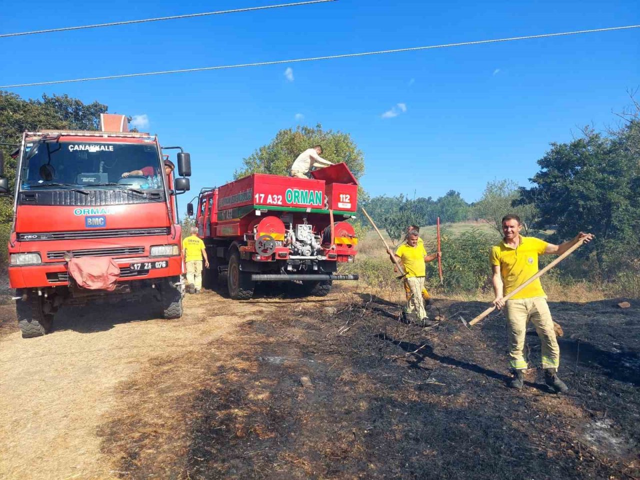 Çan’da orman yangını büyümeden söndürüldü
