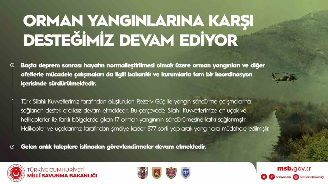 MSB: “Bölücü terör örgütü mensuplarınca açılan taciz ateşinde beş kahraman silah arkadaşımız şehit olmuştur”