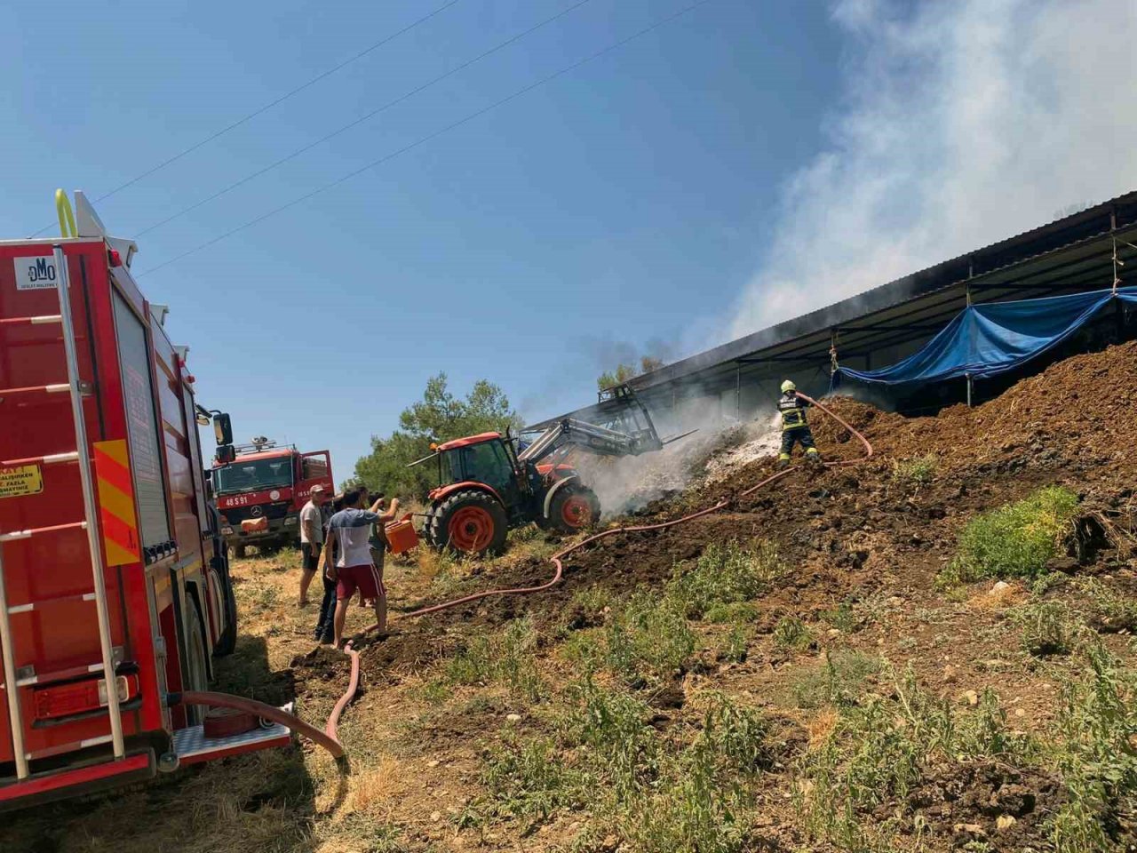 Ahır yangınında 2 büyükbaş hayvan telef oldu