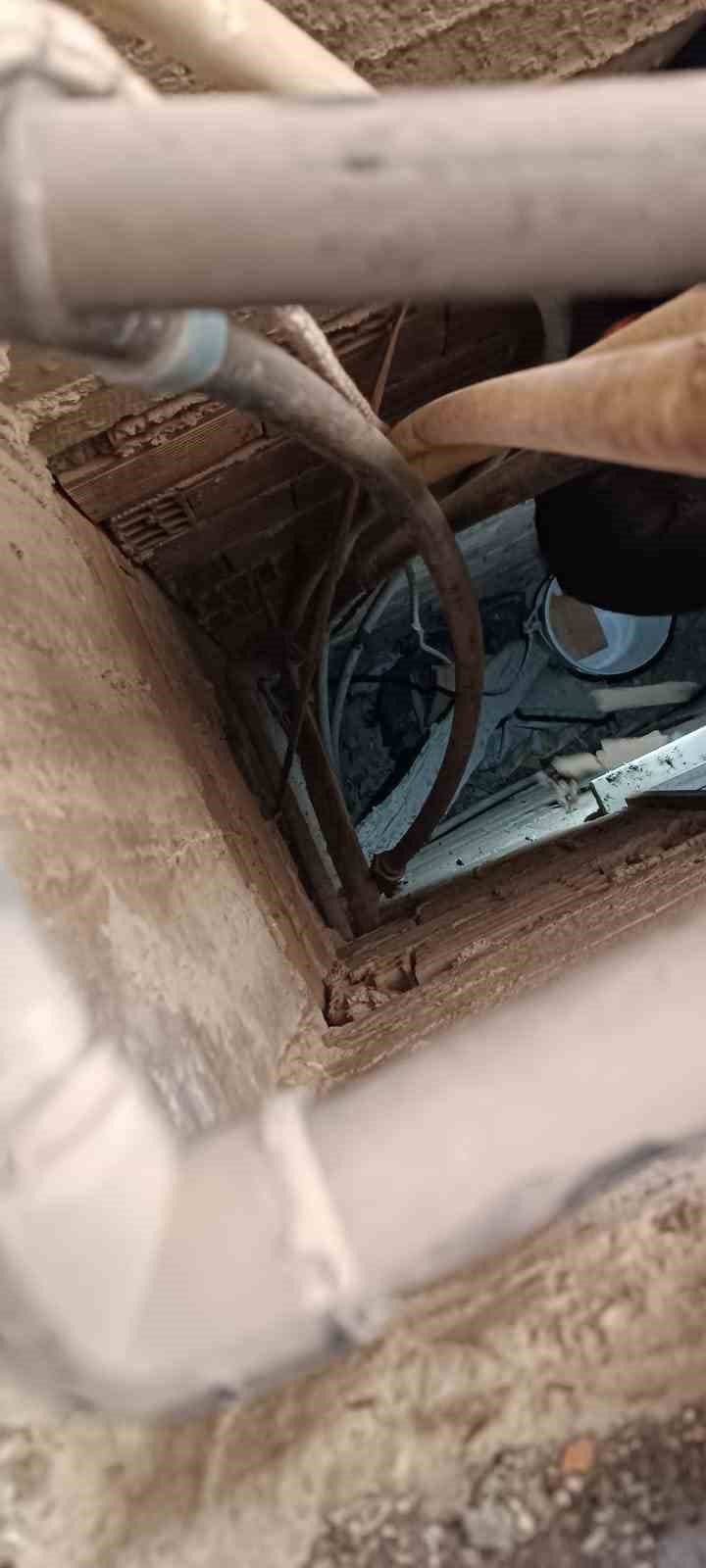 Havalandırma boşluğuna düşen yavru kedi kurtarıldı