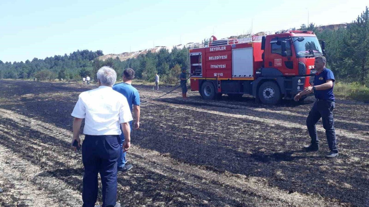 Balya yapımı sırasında çıkan yangın 17 dönüm araziye zarar verdi