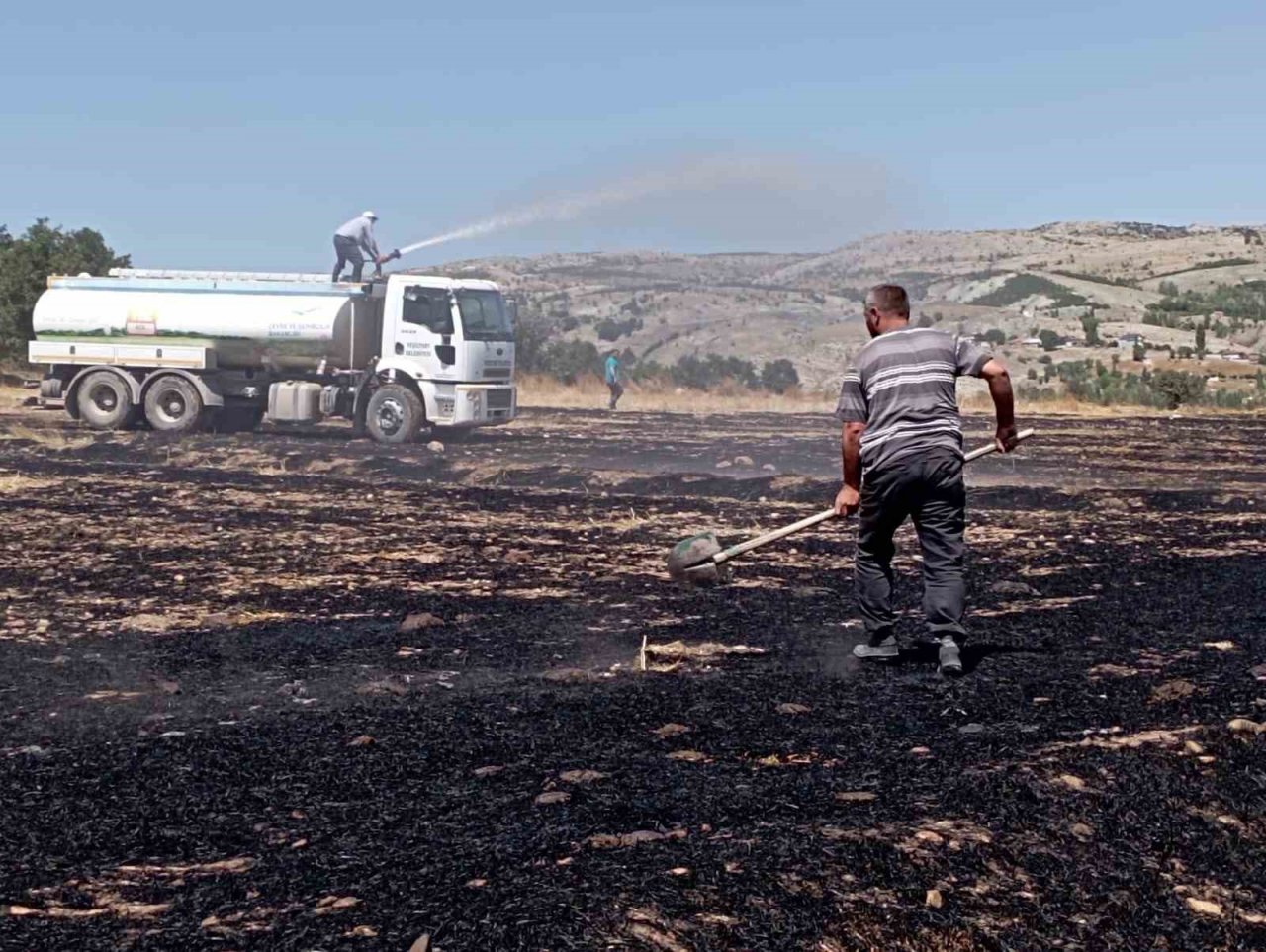 Çıkan anız yangını paniğe sebep oldu