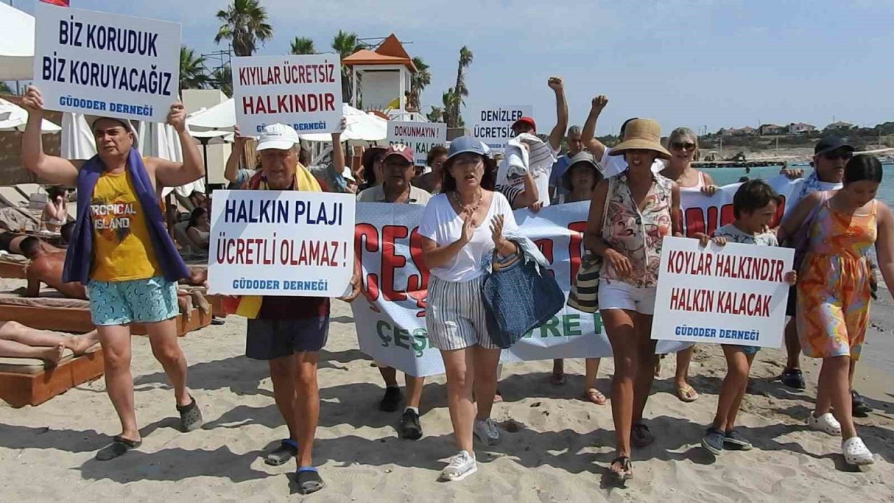Çeşme’de sahillerin ücretli hale getirilmesine havlulu tepki sürüyor