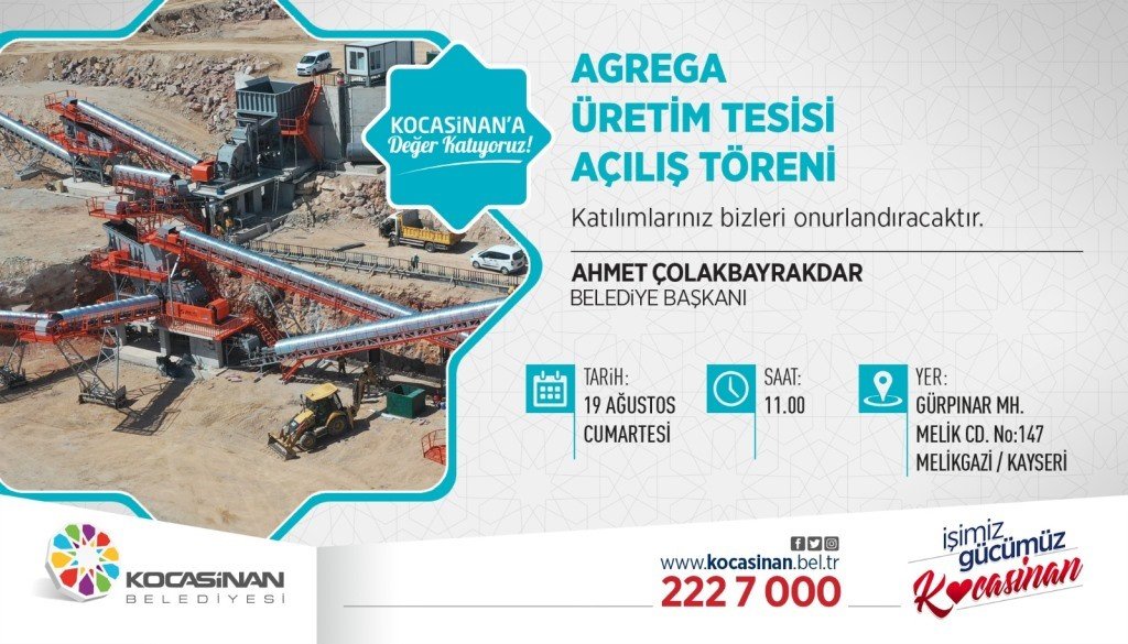 Kayseri’de tek, Türkiye’de sayılı olan konkasör tesisi açılıyor