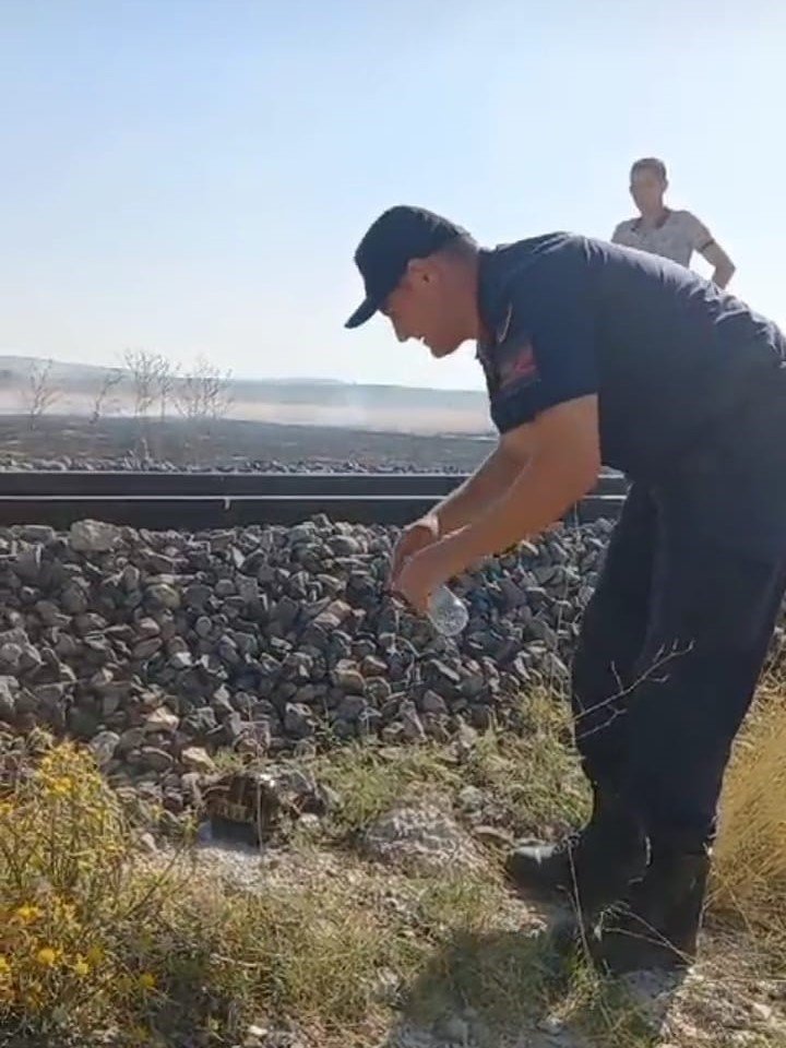 Jandarmanın hayvan sevgisi görenlerin içini ısıttı