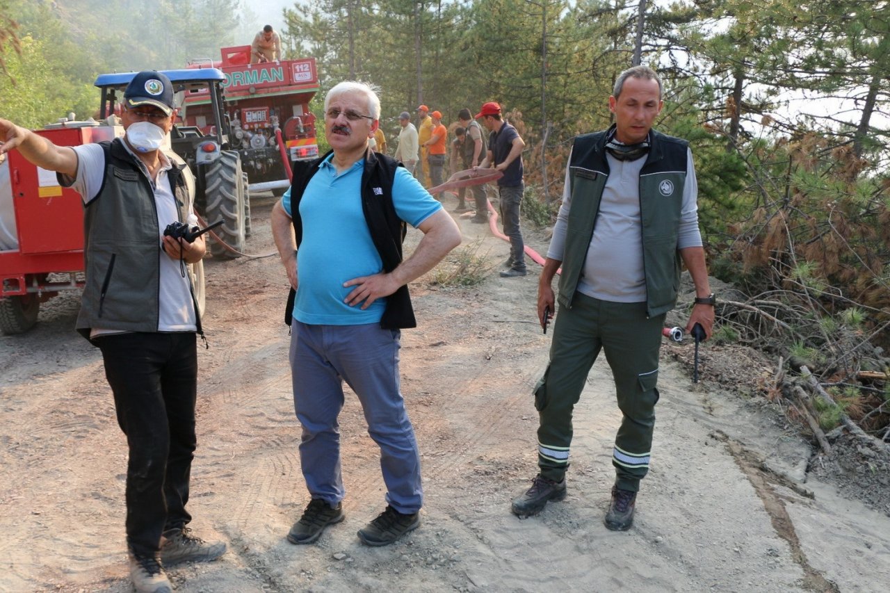 Dün yangının çıktığı ormanda soğutma çalışmaları yapılıyor