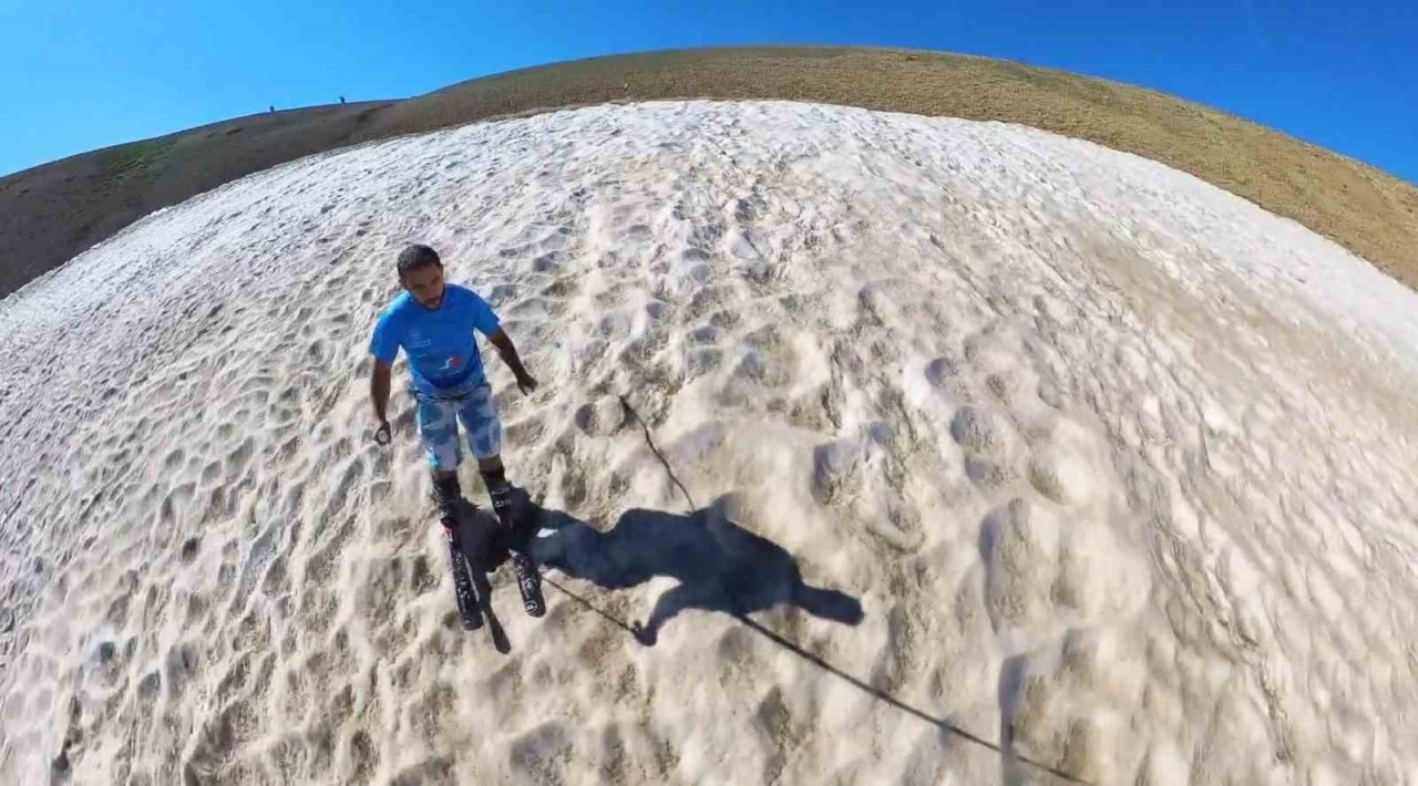 40 derece sıcakta kayak yaptı