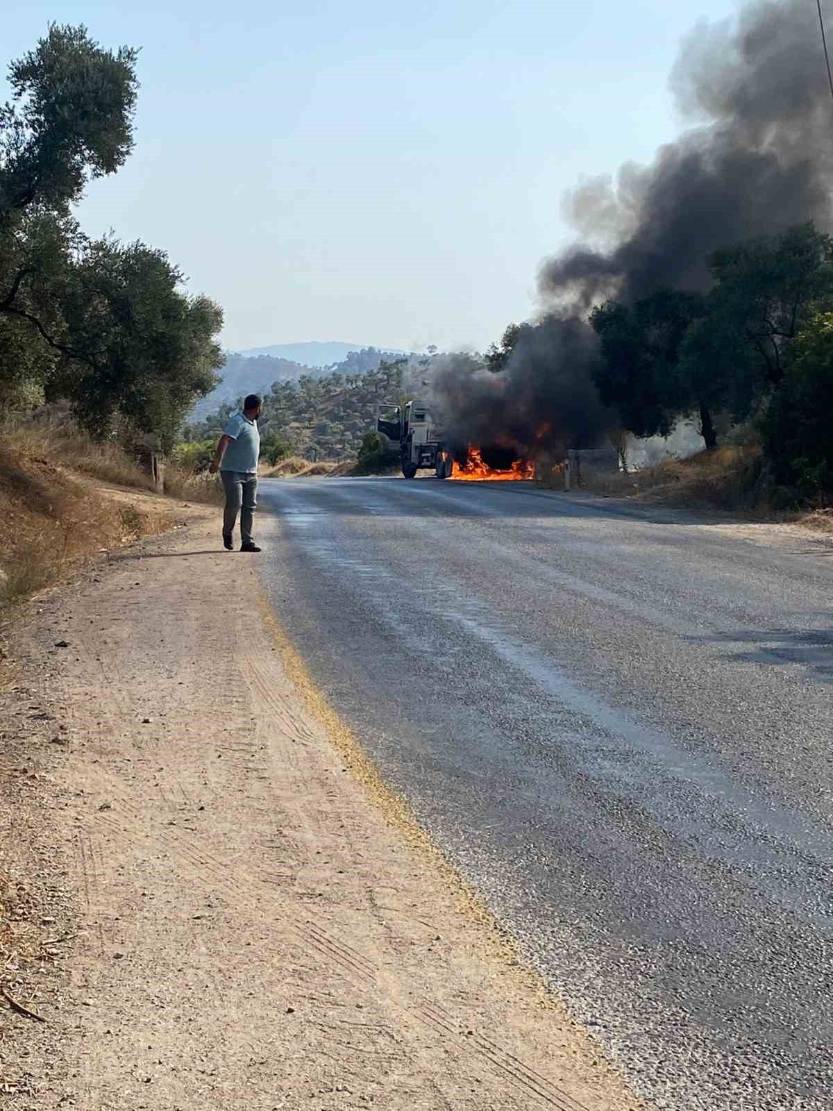 Beton mikseri bir anda alev topuna döndü