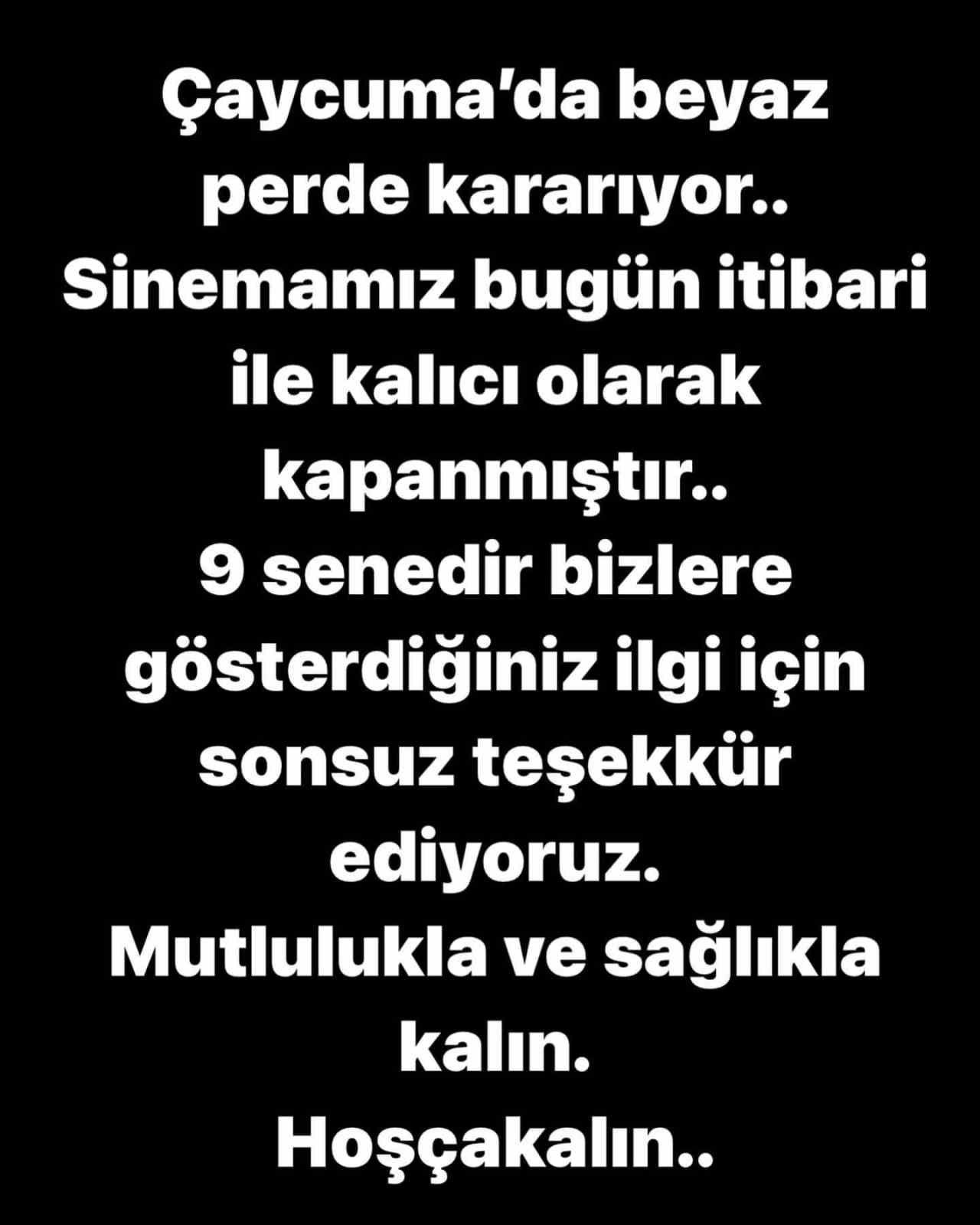 Çaycuma’da sinema kapandı