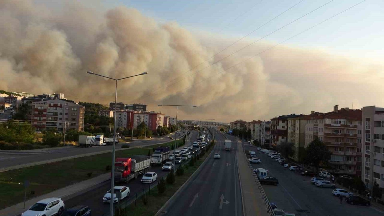 Çanakkale’de orman yangını nedeniyle şehir merkezi adeta dumanla kaplandı