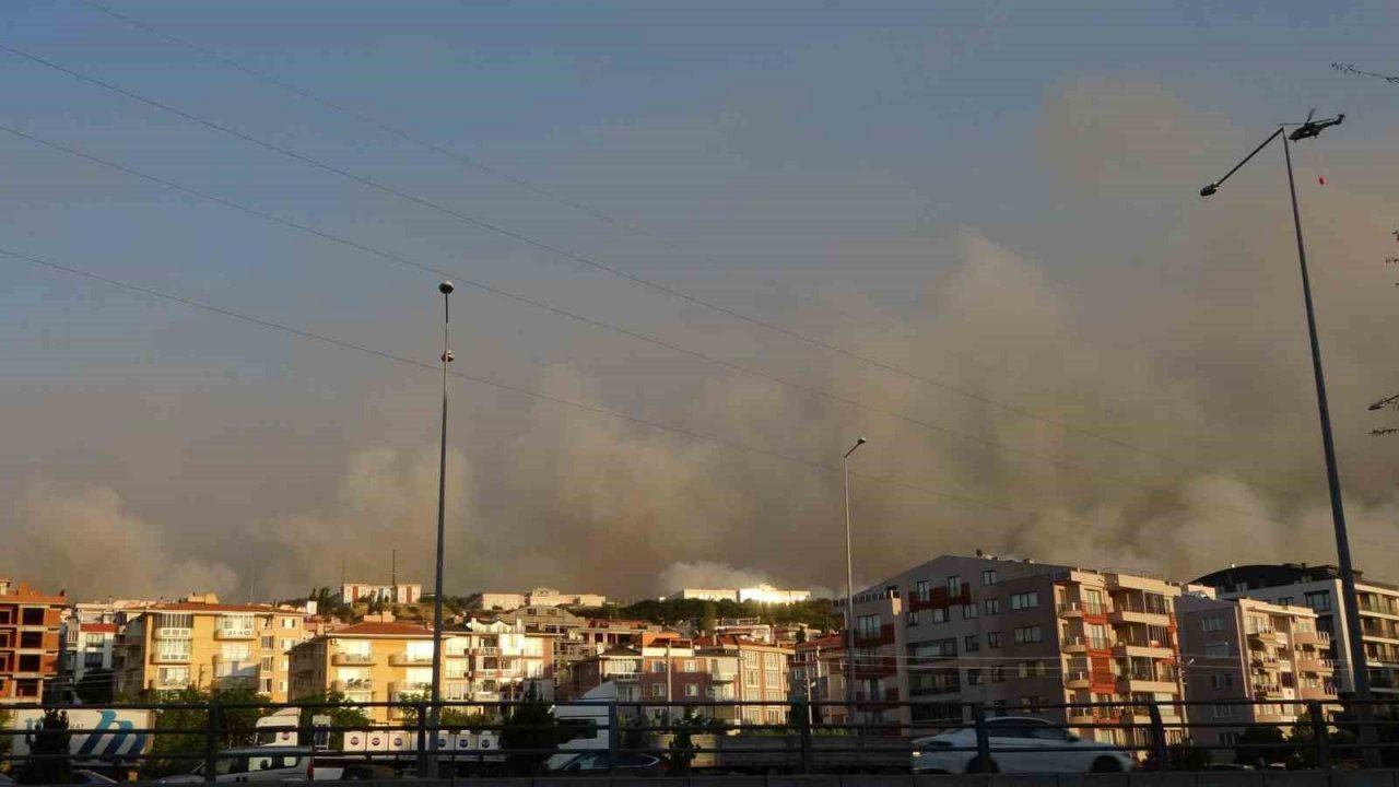 Çanakkale’de orman yangını nedeniyle şehir merkezi adeta dumanla kaplandı