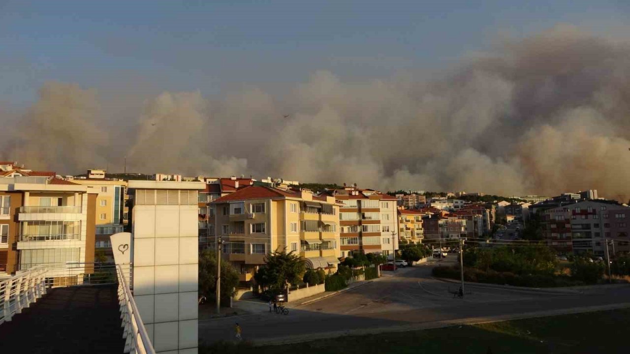 Çanakkale’de orman yangını nedeniyle şehir merkezi adeta dumanla kaplandı
