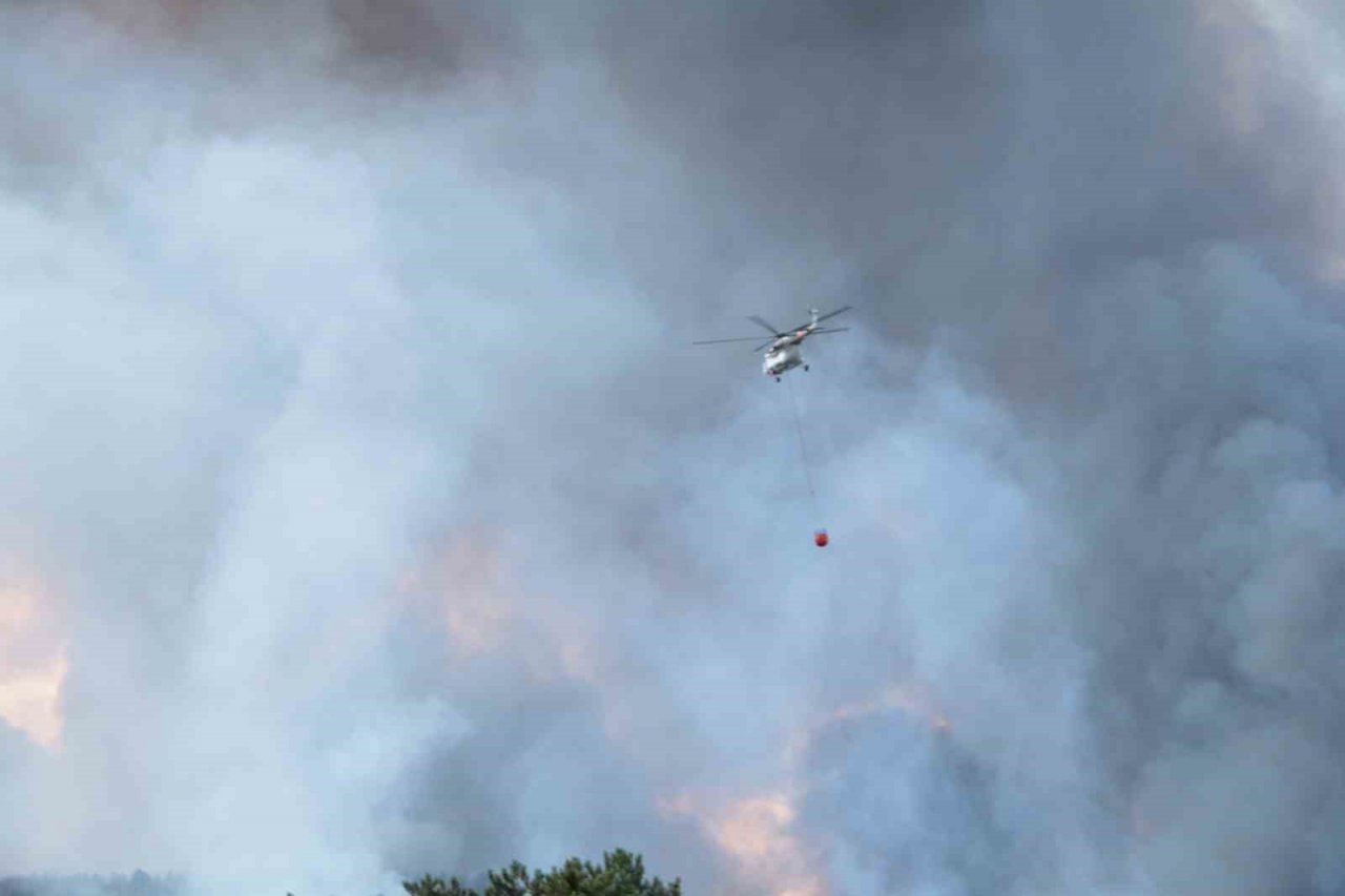 Eskişehir’de çıkan orman yangınına havadan müdahale devam ediyor