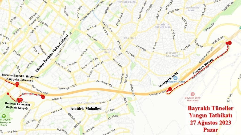 İzmir’de Bayraklı Tünelleri’ndeki yangın tatbikatı nedeniyle bazı yollar trafiğe kapatılacak