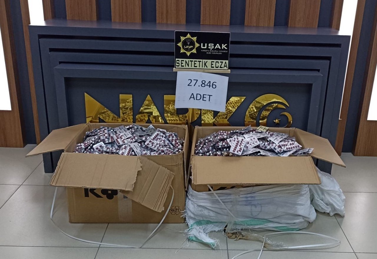 Uşak’ta 27 bin 846 sentetik ecza ele geçirildi