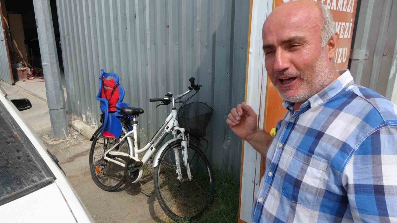 Lastikleri patlamış eski bisikleti bırakıp, 6 bin TL’lik son model bisikleti çaldı