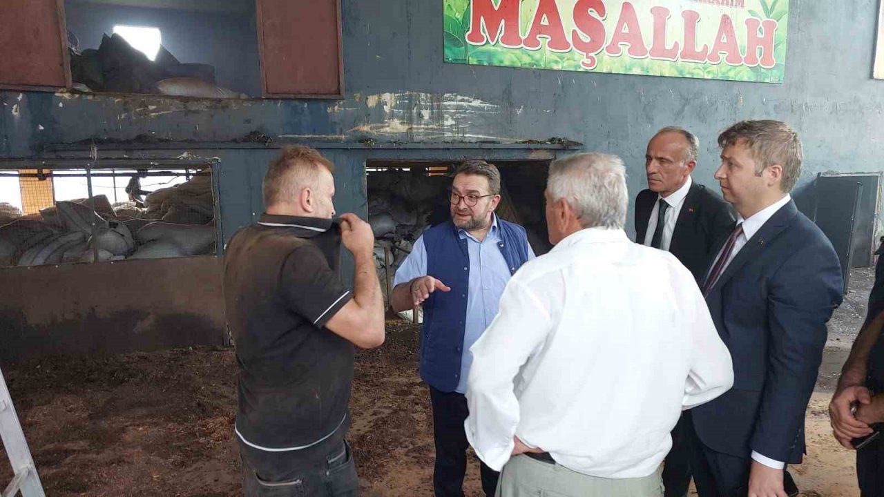 Rize’de çay fabrikasında yangın çıktı