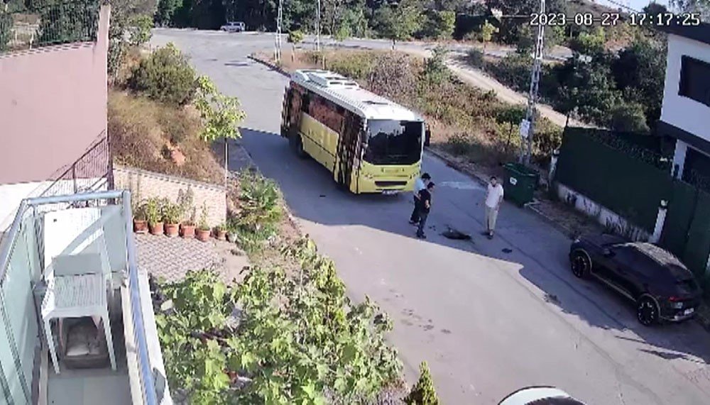 Tuzla’da özel halk otobüsü yolda yatan köpeği ezdi