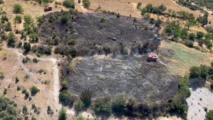Örtü yangını ormana sıçramadan söndürüldü