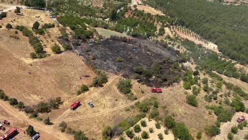 Örtü yangını ormana sıçramadan söndürüldü