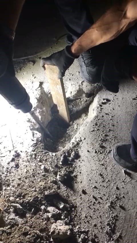 Yaramaz yavru köpek, darbeli matkapla kurtarıldı