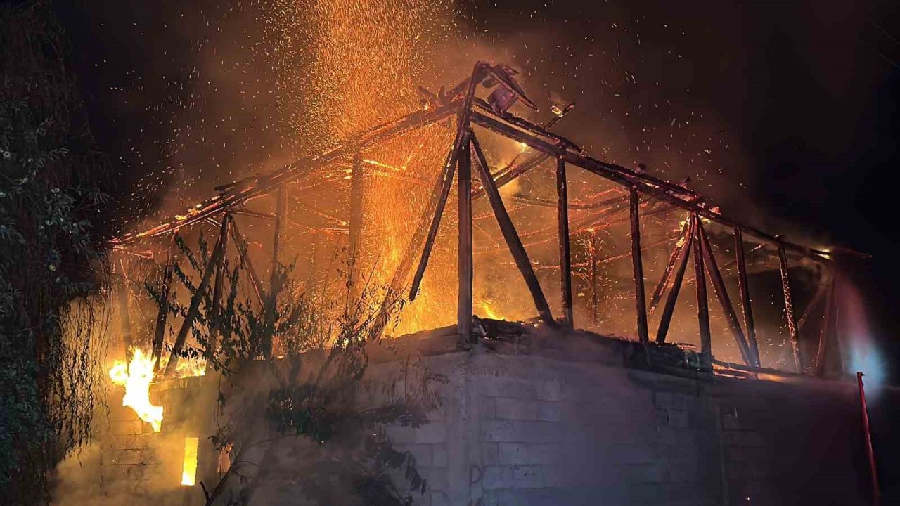 2 ev, 2 katlı samanlık, traktör ve motosiklet yangında küle döndü