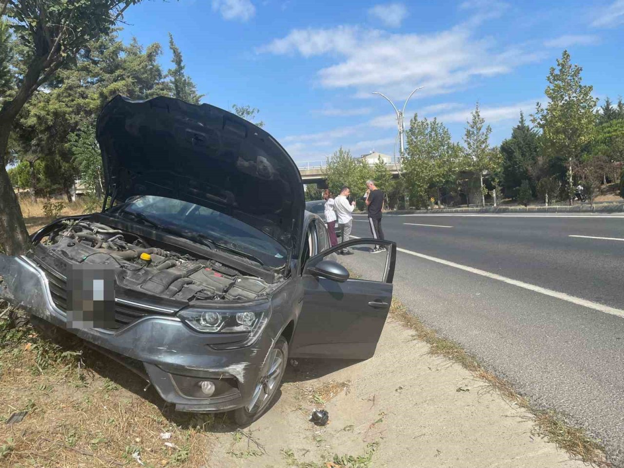 Yoldan çıkan otomobil ağaçlık alana daldı
