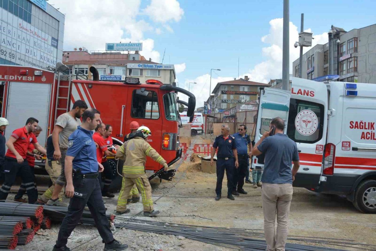 Maltepe’de İBB’nin meydan alt geçit çalışmasında bir işçi demirlerin altında kaldı