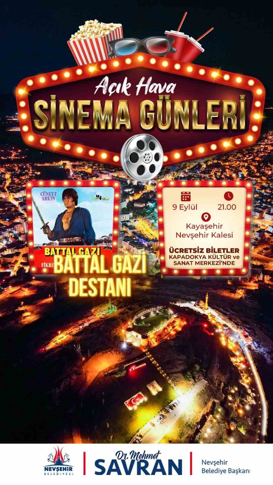 Açık hava sinema günleri “Battal Gazi Destanı” ile devam ediyor