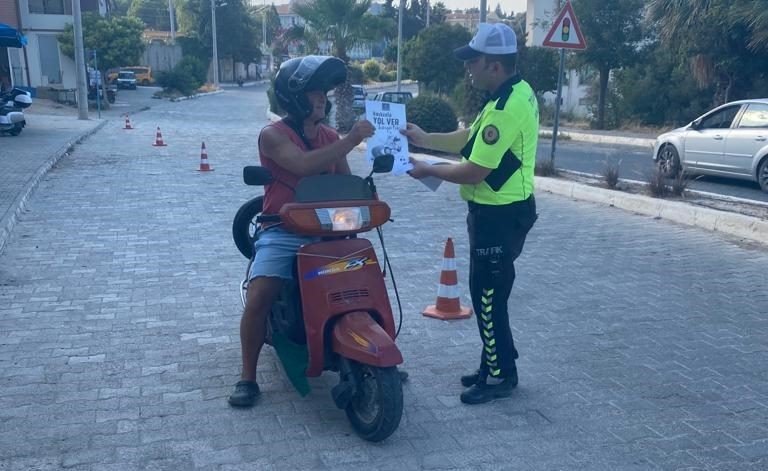 Datça’da trafik ekiplerinden motosiklet sürücülerine yönelik uygulama