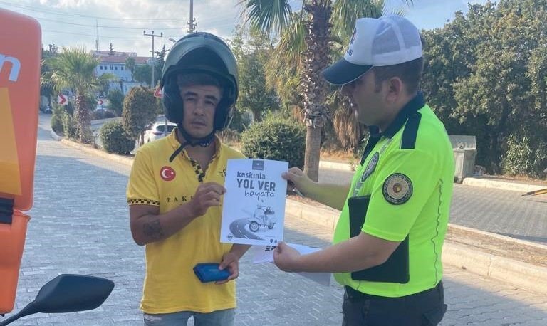 Datça’da trafik ekiplerinden motosiklet sürücülerine yönelik uygulama