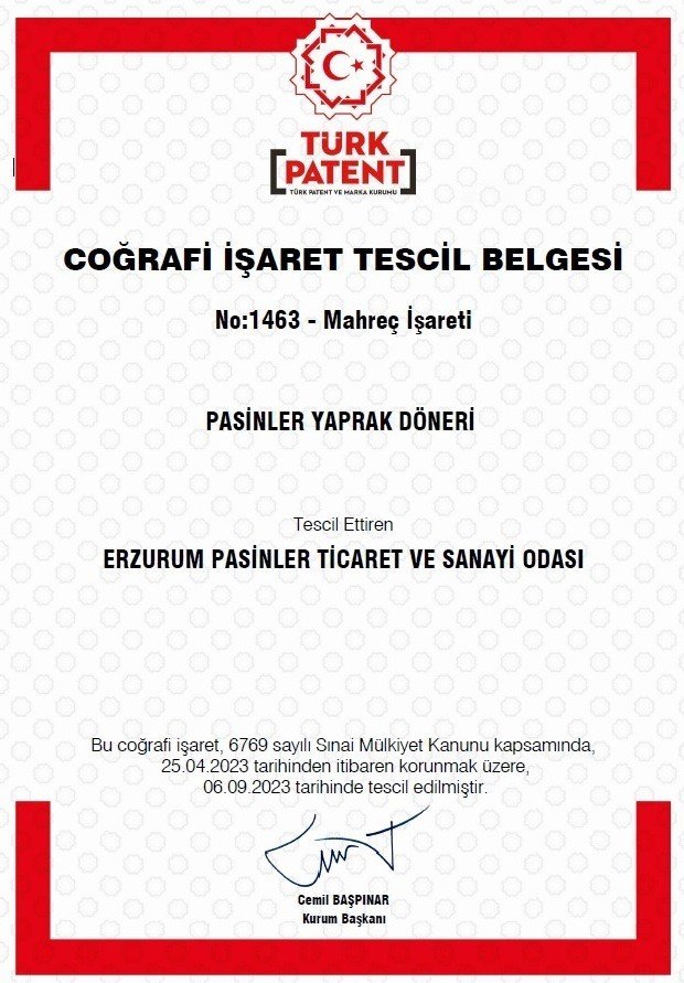 Pasinler Yaprak Döneri artık coğrafi işaretli