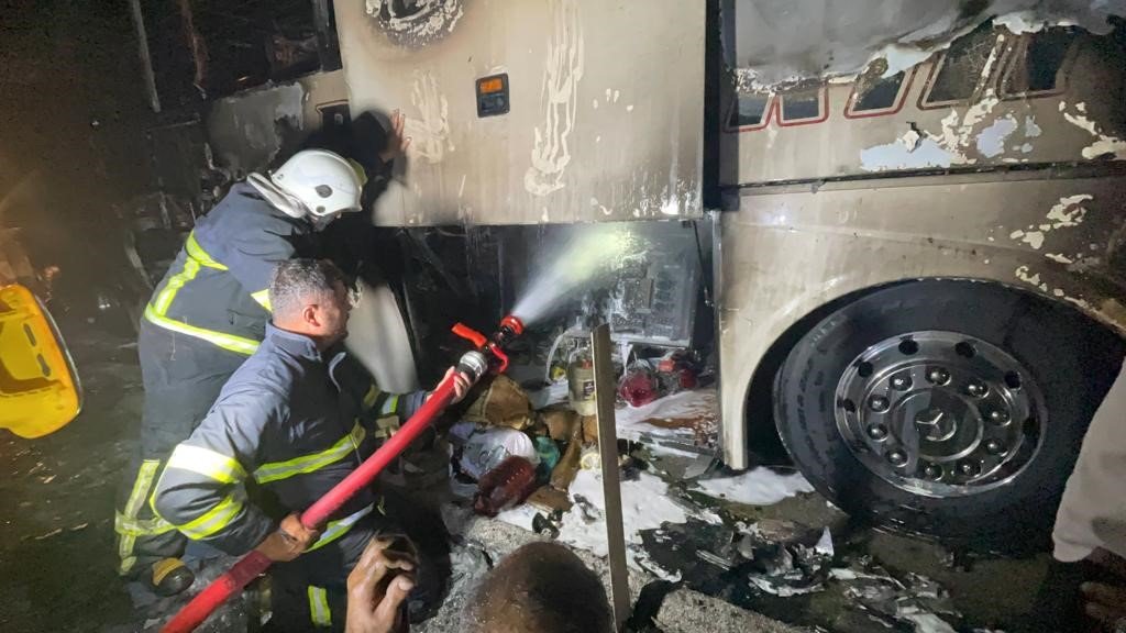 Osmaniye’de seyir halindeki yolcu otobüsü yandı