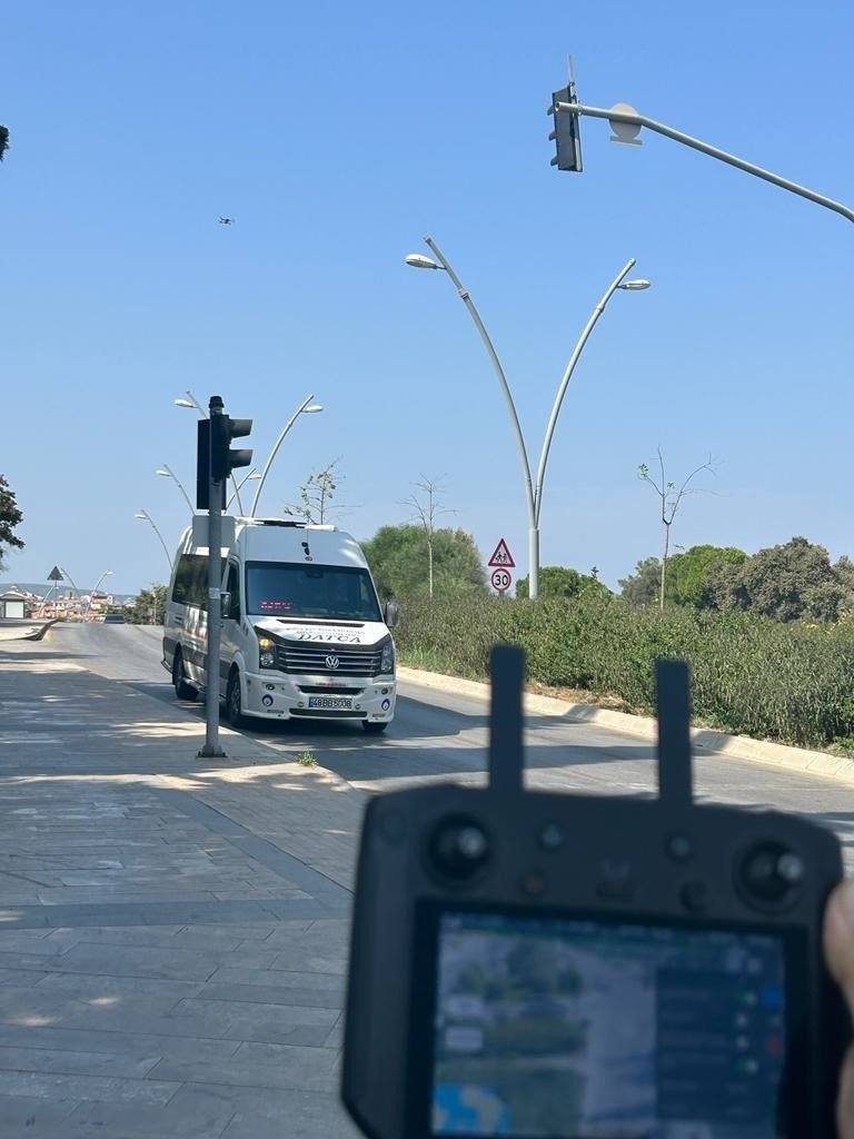 Drone destekli denetimlerde 1 saatte 15 araç cezadan kaçamadı