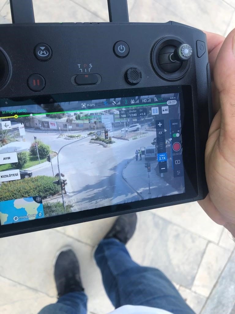 Drone destekli denetimlerde 1 saatte 15 araç cezadan kaçamadı