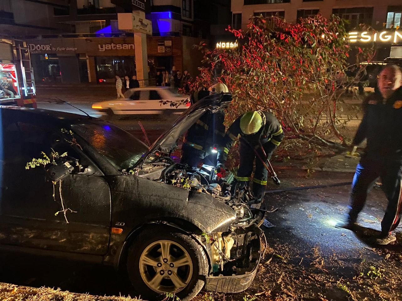 Aracıyla çarptığı orta refüjdeki ağacı gövdesinden kırdı: 1 yaralı