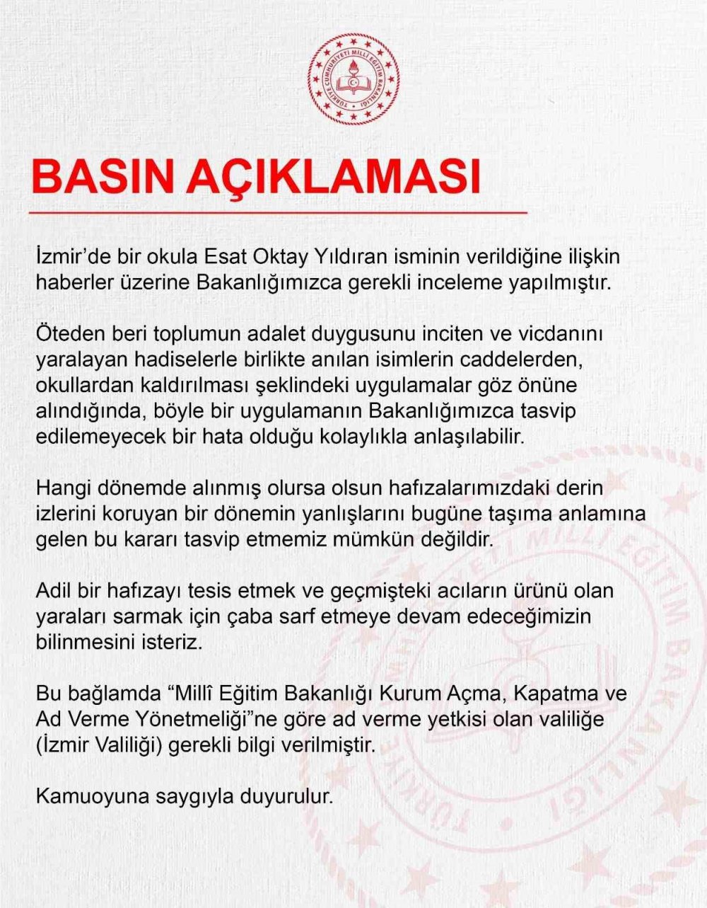 MEB, Esat Oktay Yıldıran ismine inceleme başlattı