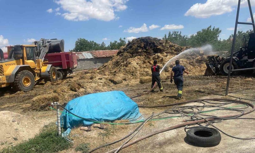 Saman balyaları yandı, kümesteki tavuklar telef oldu