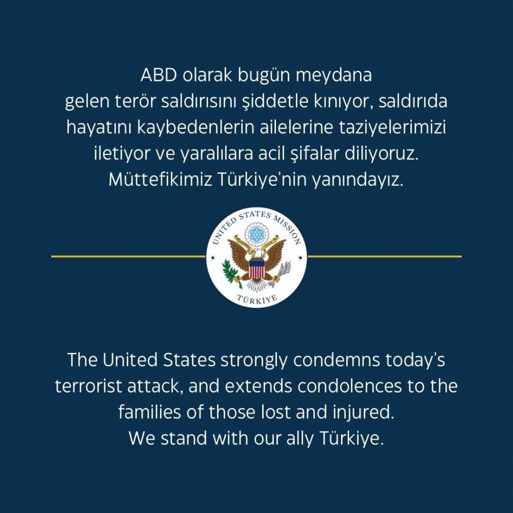ABD Büyükelçiliği'nden TUSAŞ mesajı