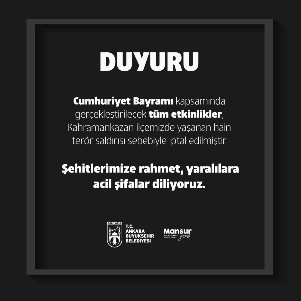 Ankara Büyükşehir Belediyesi Cumhuriyet Bayramı etkinliklerini iptal etti
