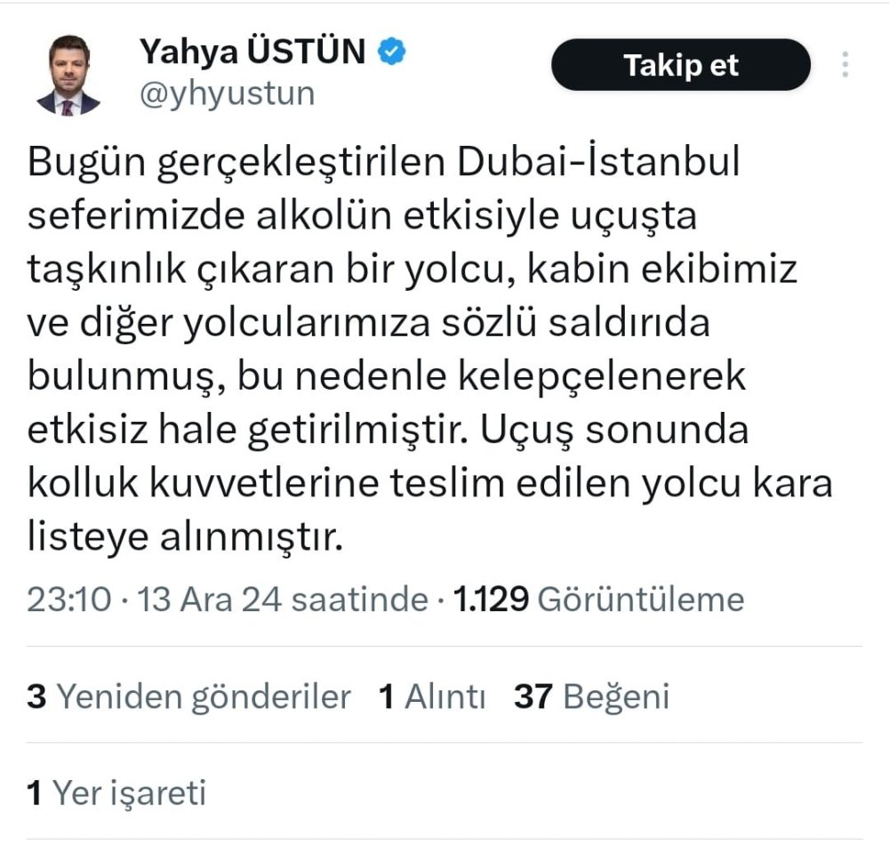 'Türkiye'yi satın alırım' diyen yolcu kara listeye alındı