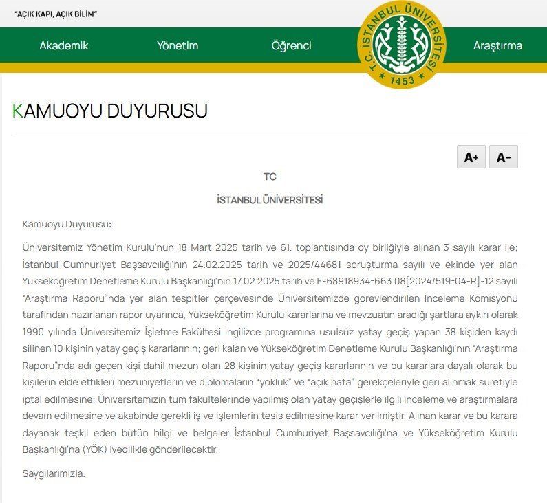 Diploması iptal edilen Galatasaraylı profesör görevine devam ediyor