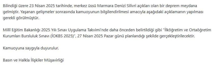 MEB'den Açıklama: İOKBS 2025 Sınavında Erteleme Yok