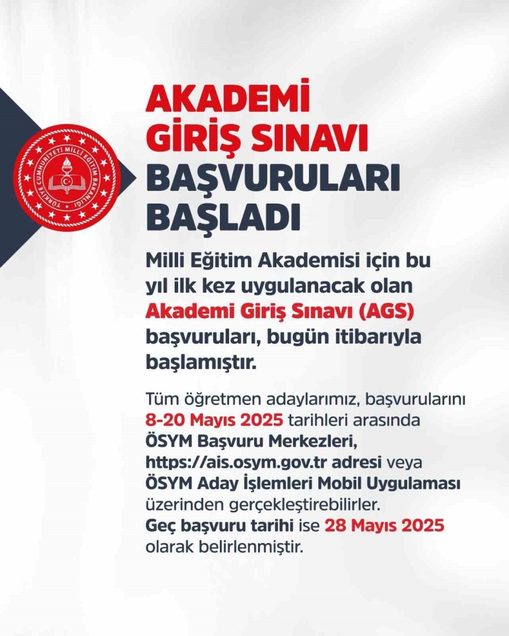 Akademi Giriş Sınavı başvuruları başladı