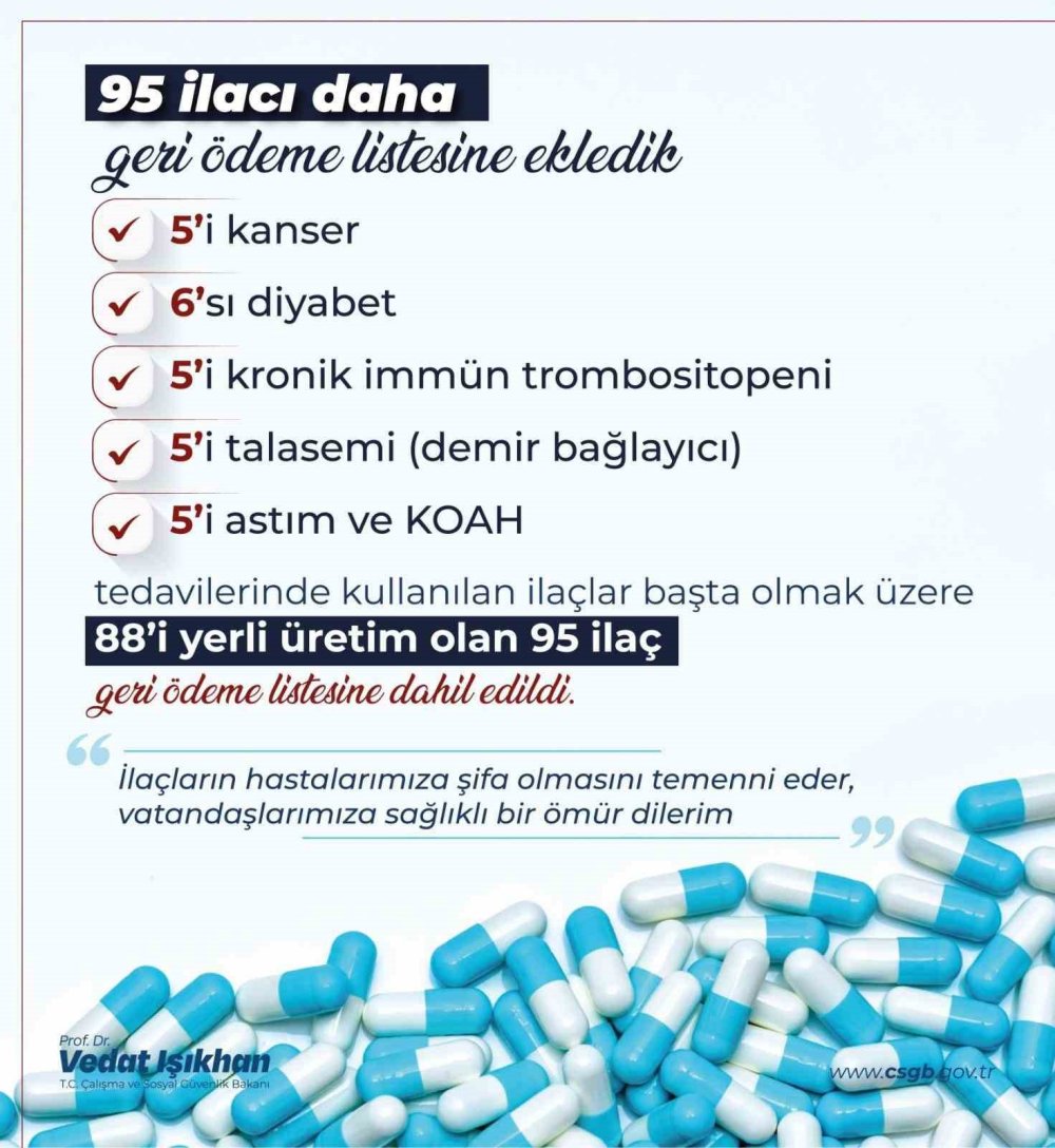 SGK, 95 ilacı daha geri ödeme listesine aldı